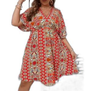 Shein Woman’s Dress 3XL Red Print NWT